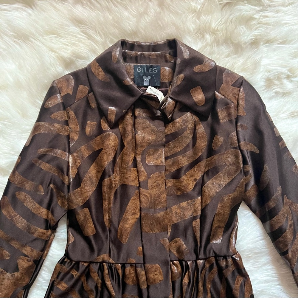 New! GILES DEACON Runway Painted Silk Shirt Dress - Picture 4 of 9